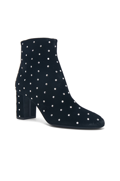 Crystal Embellished Velvet Loulou Pin Boots展示图